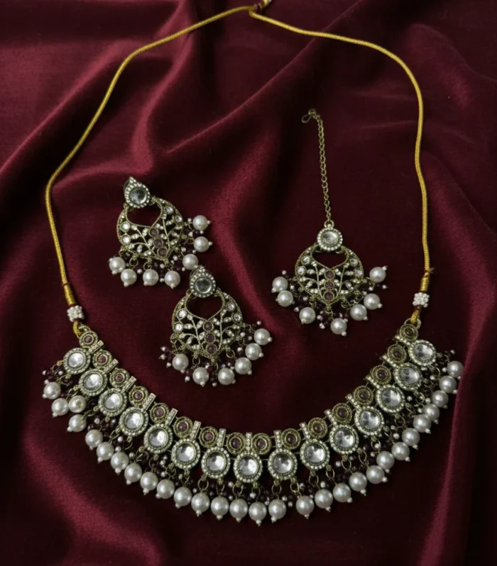 Classic Pearl Bridal Necklace Set - Zaariyah Premium Collection